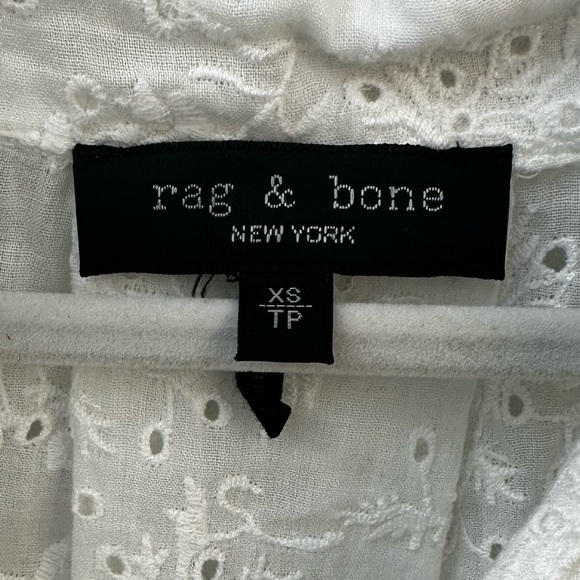 RAG & BONE APRIL EYELET BUTTON COLLAR DOWN WHITE SLEEVELESS TOP XS - Picture 11 of 15
